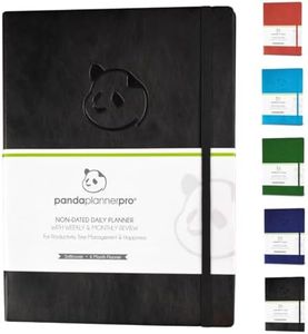Panda Planner Pro Daily Planner - Undated 6-Month Happiness & Productivity Planner – Daily Journal with Soft Cover for Goal Setting, Gratitude, To-Do List & Habit Tracker – 8.5" x 11" (Black)