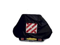 Motor home/Caravan 2 Bike Cover with Webbings For Tow Ball or A - Frame Mounted Style Bike Racks (Black With Clear Pocket & Hazard Board)