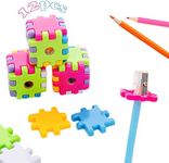 BieFuDan 12 PCS Cute Pencil Sharpeners, Magic Cube Shaped Pencil Sharpener for Kids,Manual Pencil Sharpener for No.2/Colored/Art Pencils,Handheld Pencil Sharpener School Student Stationery Supplies