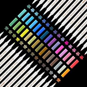 Metallic Markers,30 Colors Fine Tip Scrapbook Pens for Art Craft School Card Making Scrapbooking Supplies, Black Paper, Photo Album, Rock Painting, Easter Eggs, Halloween Pumpkin, Christmas Stockings