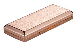 Metal Cigarette Case - Ladies and Men, Portable Double Sided Spring Clip, Holds 10 100mm Cigarettes (Rose Gold)