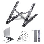 Yomigoo Portable Laptop Stand for Desk, Laptop Accessories Adjustable Ventilated Ergonomic Aluminum Laptop Holder Riser, Compatible with 10-15.6” Laptops,Tablets,Graphic Tablets(Space Grey)