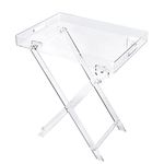 ExGizmo Acrylic Folding Tray Table,Square Tray Drink Table,Clear Acrylic Small Table,Kitchen and Bar Serving Table,Decorate Table (Square)