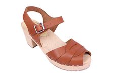 Lotta From Stockholm Swedish Clogs : Peep Toe Clogs in Wax Tan Leather