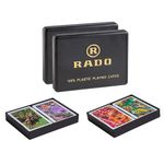 RADOCARDS Switzerland Premier Plastic Playing Cards, Bridge Size, Multicolour Cards in 2-Piece PVC X 2 Container for Card Games Poker and Rummy (Pack of 4)