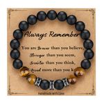 TONY & SANDY Natural Stone Bracelet for Men, Boys, Son, Grandson, Nephew, Boyfriend, Dad, Step Dad - Birthday Easter Christmas Gifts for Him, 7.5 Inch, Stone, tiger eye