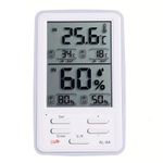 Dayanidhi Digital Alarm Thermometer & Hygrometer | Waterproof Digital Humidity Meter with Clock | Electronic Temperature Measurement Tool for Home/Office with Internal & External Sensors (1 Piece)