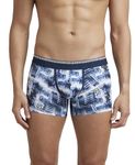 Jockey US63 Men's Super Combed Cotton Elastane Stretch Printed Trunk with Ultrasoft Waistband (Prints May Vary)_White & Navy_L