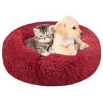 ZEXSAZONE Cozy Comfortable Dog Bed Washable and Soft Mattress of Dog Bed for All Season Summer Winter pet Bed red cat Bed, Faux Fur, Small