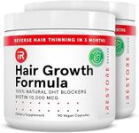 iRestore Hair Growth Supplement – Natural DHT Blockers & Multivitamin Blend – Vegan, Non-GMO, 90 Capsules – Supports Thicker, Stronger Hair for Men and Women – 2-Pack