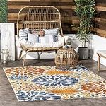 nuLOOM Monique Floral Indoor/Outdoor Area Rug- 2' x 3', Multi Color, Rectangular, 0.4" Thick, Modern, Patio, Porch, Deck, Living Room, Non-Shedding, Non-Skid, Easy Cleaning
