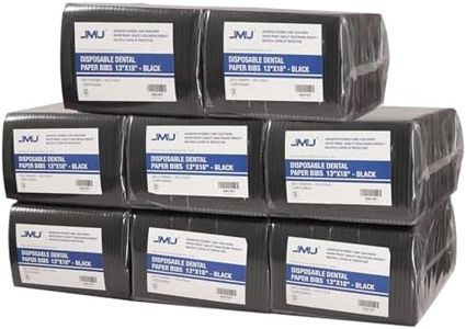 JMU 1000 Dental Bibs, 2-Ply Tissue 1-Ply Film, Black Dental Bibs Disposable Bulk 13" x 18" Tattoo Bibs (8 Bags of 125)