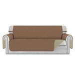 Deeky Sofa Cover, Washable Couch Covers for Dogs, Pet Couch Protector, Reversible Quilted and Water Resistant Furniture Covers with Foam Sticks and Elastic Straps, Oversized Sofa, Brown/Beige