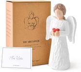 DUMING-in Angel Figurines for Women, Guardian Angel Statues and Figurines, Resin Angels Statue Holding a Heart for Thanksgiving Christmas Home Decor, Angel Gifts Ornaments