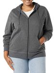 Amazon Essentials Women's French Terry Fleece Full-Zip Hoodie (Available in Plus Size), Charcoal Heather, Large