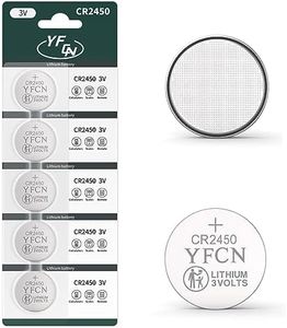 YFCN CR2450 Battery 3V Lithium Battery 5 Count Pack CR2450 Batteries - 10 Years Shelf Life - CR 2450 Coin Cell Batteries for Key Fob, Remotes, Flameless Candles