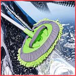 Omi Cart 2 in 1 Car Wash Mop Mitt Chenille Microfiber Car Wash Brush with Aluminum Alloy Long Handle Multicolor