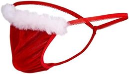 Evankin Christmas Gag Gift Men Novelty Funny Underwear with Bulge Pouch Costume Sexy Thong Panties Briefs G-String, Flannel Santa Thong, Medium