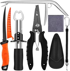 AOFUXTI Fishing Tool Kit - Stainless Steel Fishing Pliers Hook Remover Split Ring, Fish Lip Gripper, Saltwater Resistant Fishing Gear, Fishing Gifts for Men