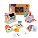 Twefex Baby Toys 6-12 Months - 3 in 1 Baby Toys Play Kit - Medium Spinning Drum - Baby Tissue Box Toy - Peekaboo Knob Puzzle with Cards - Montessori Toys 6-12 Months