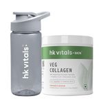 HealthKart hk vitals Veg Collagen Supplement (Orange, 200g) with Sipper, 300ml | Combo Pack | With Biotin, Vitamin C, E, Sodium Hyaluronate | For Healthy Skin, Hair & Nails