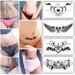 S.A.V.I 4 Sheets - Sexy Temporary Tattoos for Women, Chest, Neck & Lower Back Body Art, 16x8.5 cm