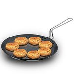 Futura Q40 Non-Stick Flat Tava Griddle, 12-Inch for Dosa, 4.88mm with Steel Handle, Black