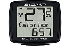 Sigma BC 9.16 ATS Wireless Bicycle Computer | Speed, Distance, Ride Time, Calories, Clock | Compact, Easy to Read Display, Auto Start/Stop, IPX8 Water Resistant, Tool Free Mounting, USFB Compatible