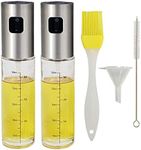 CHEFBUD Oil Spray Bottle, 100mL Vinegar & Oliver Oil Sprayer Dispenser for Kitchen Cooking Air Fryer Salad Bread Baking BBQ with Cleaning Brush, 2 Set