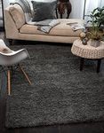 A2Z Rug Pera Shaggy Luxury Super Soft 5cm Pile Thickness 160X220cm - 5'4''x7'5''ft Plain Dark Grey Shag Area Rugs