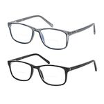 Kafirlo Bifocal Reading Glasses Women Men Clear Upper Blue Light Blocking Computer Readers No Line Wide Frame Bluelight Progressive Transition Driving Eyeglass Ultralight Stylish Designer Eyewear 1.75