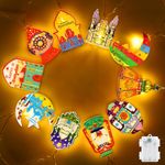 Dalugo Ramadan Eid Fairy Lights, 1.5M 10LED Battery Operated Ramadan Decorations Lights with 6h Timer, EID Mubarak Metal Moon Star Lantern String Lights for Home Mantle Window Ramadan Decor