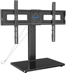 MOUNTUP Universal TV Stand, Table Top TV Stands for 37 to 65, 70, 75 Inch Flat Screen TVs, Height Adjustable, Tilt, Swivel TV Mount with Tempered Glass Base Hold up to 88lbs, Max VESA 600x400mm MU0031