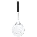 Karboby Turning Pizza Peel 7 Inch Round Perforated Pizza Peel, Anodized Aluminum Pizza Paddle for Homemade Pizza Bread Baking