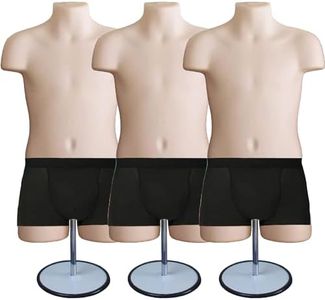 DisplayTown 3 Sets of Flesh Child Mannequin Torso, Dress Form Hollow Back Child Body, with Metal Stands for Counter Top or Hanging, Easy to Assemble, Size 5T-7