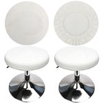 HuaLiSiJi Stool Covers Round 12-15.7 Inch/30-40cm Round Bar Stool Covers, Velvet Luxurious Fabric Stretchable Wrinkle Resistant Washable Dustproof (2, White)