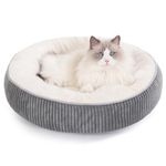 Bedfolks Donut Cat and Dog Bed,23 Inches Calming Round Dog Beds for Small Dogs,Washable Anti Anxiety Cuddler Puppy Bed with Non-Slip Bottom(Dark Grey,Small)