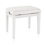 gear4music Adjustable Piano Stool, White