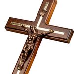 Woodvio - Handcrafted wooden wall cross, traditional Catholic crucifix