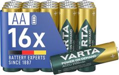 VARTA Power on Demand Ready2Use Pre-Charged AA Mignon (2100 mAh Ni-Mh Battery, Rechargeable without Memory Effect, Ready to Use) Pack of 16