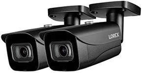 Lorex E841CAB Indoor/Outdoor 4K Ultra HD Security IP Bullet Camera, 2.8mm, 130ft Night Vision, Color Night Vision, Black (2 Pack)