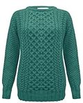 Generation Fashion New Ladies Women Long Sleeve Knitted Jumper Cable Knit Sweater Crew Neck Pullover Top Plus Size [Bottle Green, 24-26]