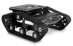 XiaoR Geek Smart Robot Car Chassis Kit Aluminum Alloy Big Tank Chassis with 2WD Motors for Arduino/Raspberry Pi DIY RC Shock Absorbing Tracked Robot Car Toys - Learning Kit (Black)