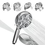SparkPod 5 Inch 9 Spray Setting Shower Head - Handheld High Pressure Jet with On/Off Switch, Pause & Waterfall Setting- Premium ABS Removable Handheld Shower Head (Handheld Only, Polished Chrome)