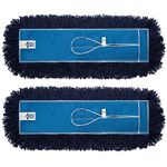 Nine Forty 2-Pack 36-Inch Premium Nylon Dust Mop Replacement Head - Heavy Duty Refill for Industrial, Commercial, and Residential Cleaning - Dry Floor Duster for Hardwood Surfaces - Blue (2-Pack)