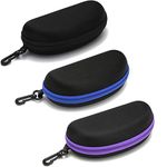 HILBALM Sunglasses Case,(3 Pack) Portable Travel Zipper Eyeglasses Case Hook For Mens And Womens