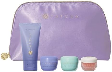 Tatcha's Travel Essentials Set - Trial-Size Bestselling Japanese Skincare - Travel Bag with a Mini Rice Wash, Dewy Skin Cream, Water Cream, and Kissu Lip Mask - TSA Friendly Kit & Gift Set