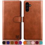 SUANPOT for Samsung Galaxy A15 5G Wallet case with RFID Blocking Credit Card Holder,Flip Book PU Leather Protective Cover Women Men for Samsung A15 Phone case Light Brown