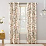 Sun Zero Cooper Botanical Print Thermal Insulated Room Darkening Grommet Curtain Panel 40" X 63" Linen