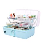 FOREVERIE 3 Layer Medicine Box Large, Empty First Aid Box, Multipurpose Plastic Tool Box, Fishing Tackle Box, Sewing Box Organiser, Office and Arts & Crafts Supplies Plastic Storage Containers (Blue)…